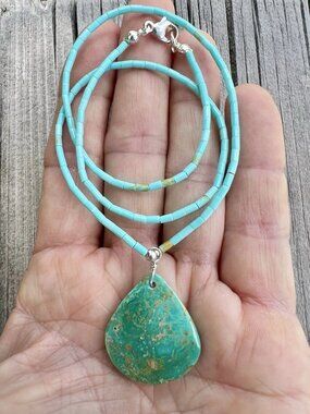Sundance$158 NEW 18" Turquoise Sterling Silver Beaded Handmade Pendant Necklace